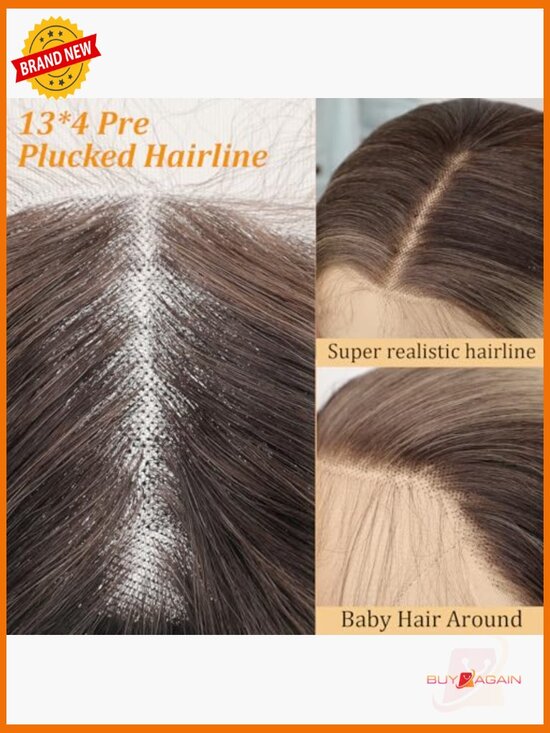 13x4 HD Lace Front Wig Pre Plucked with Baby Hair Synthetic Straight Glueless main image 2